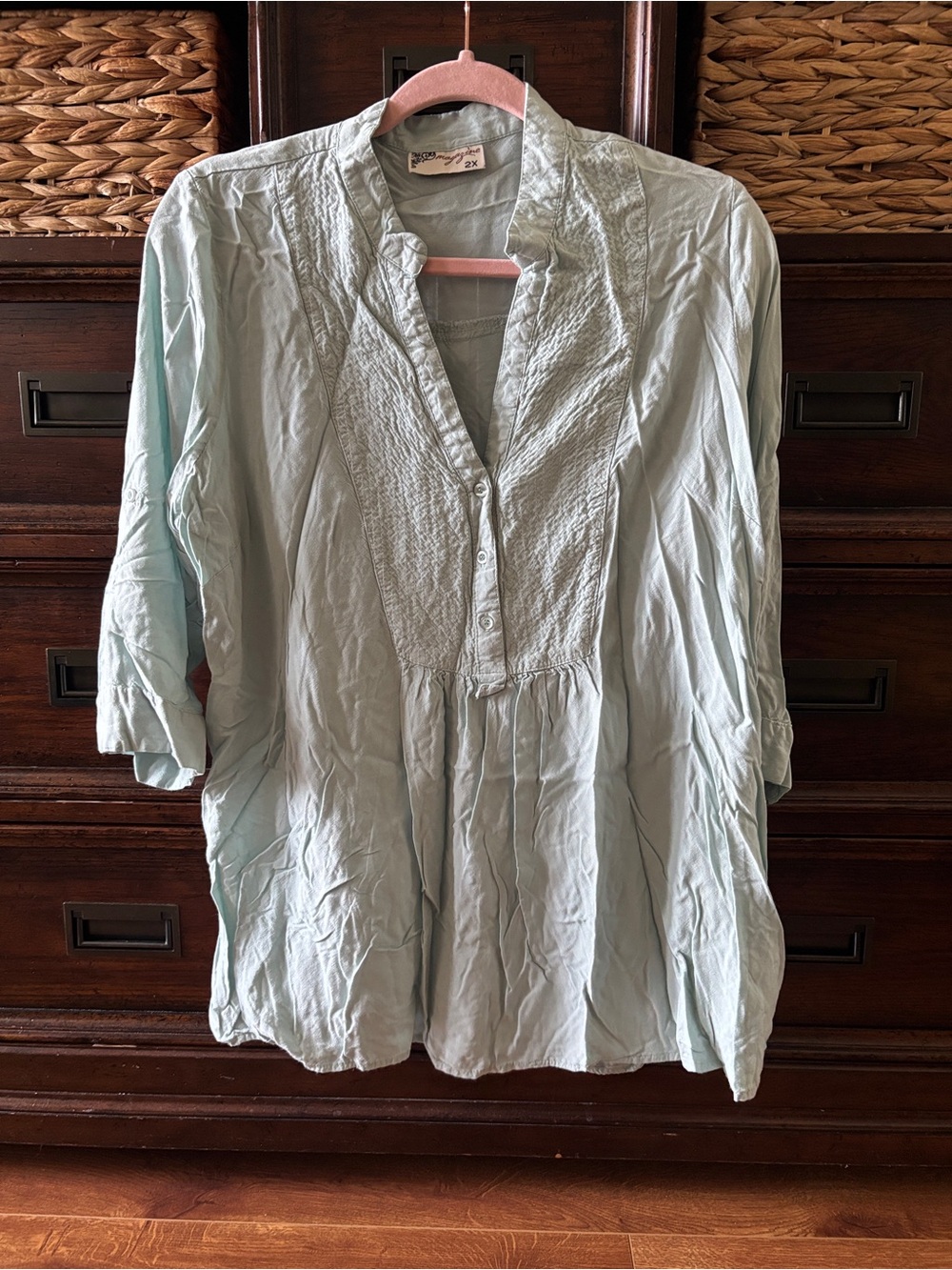 Modcloth Relaxed Pintuck Tunic in Light green in size 2X